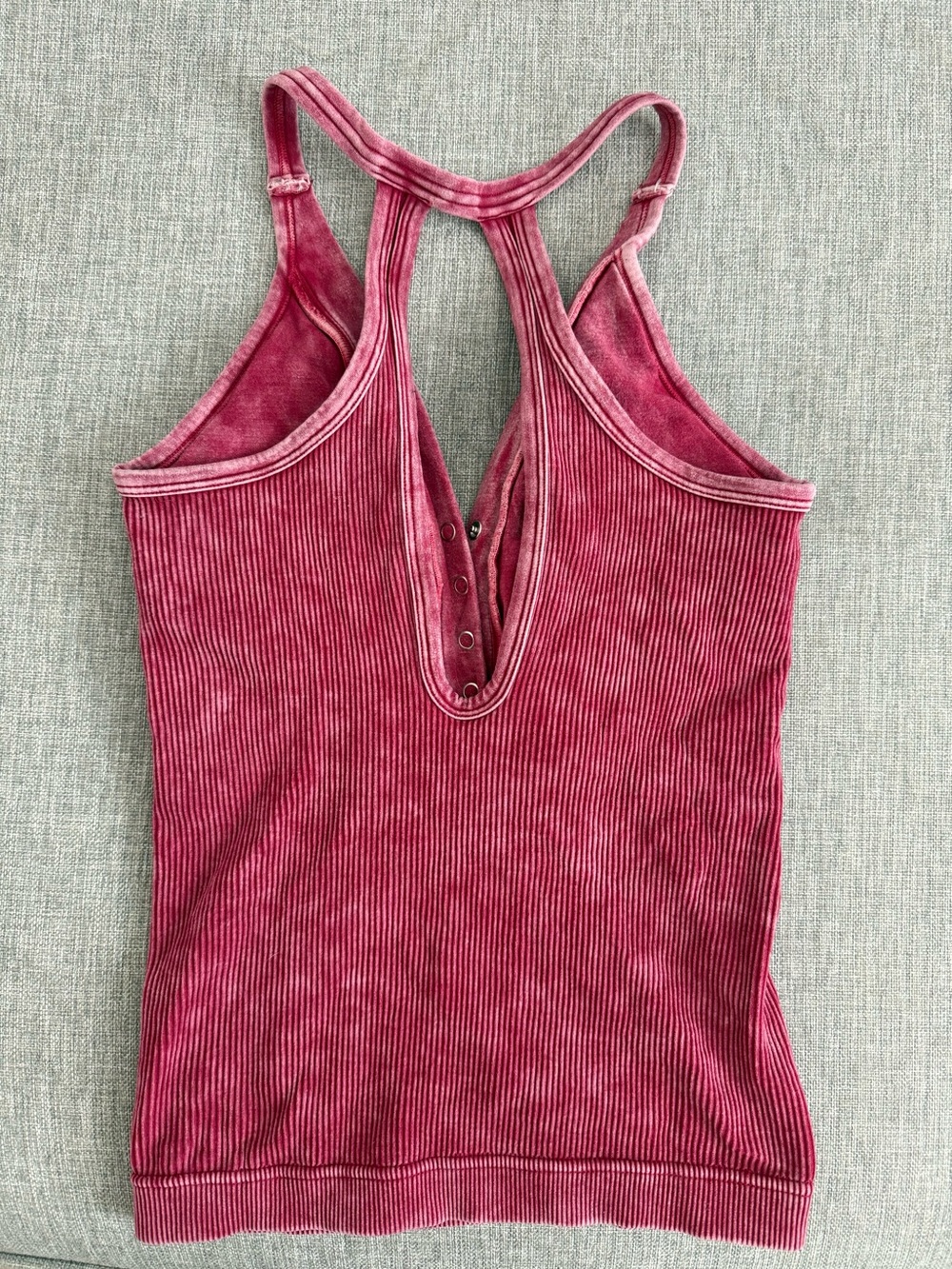 Ali Ro Rose Ribbed Henley Racerback Tank - Picture 2 of 3